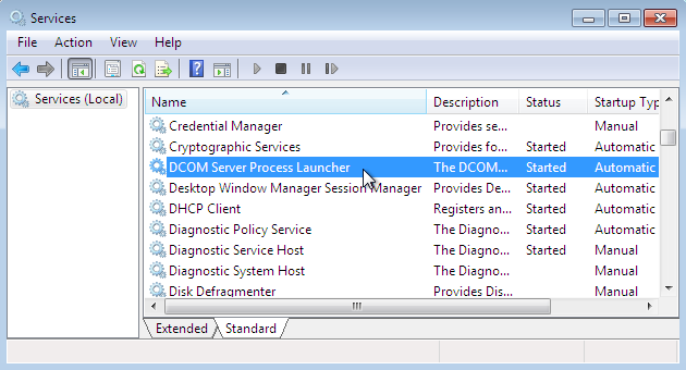Dcom Service Process Launcher Service Terminated Unexpectedly Vista